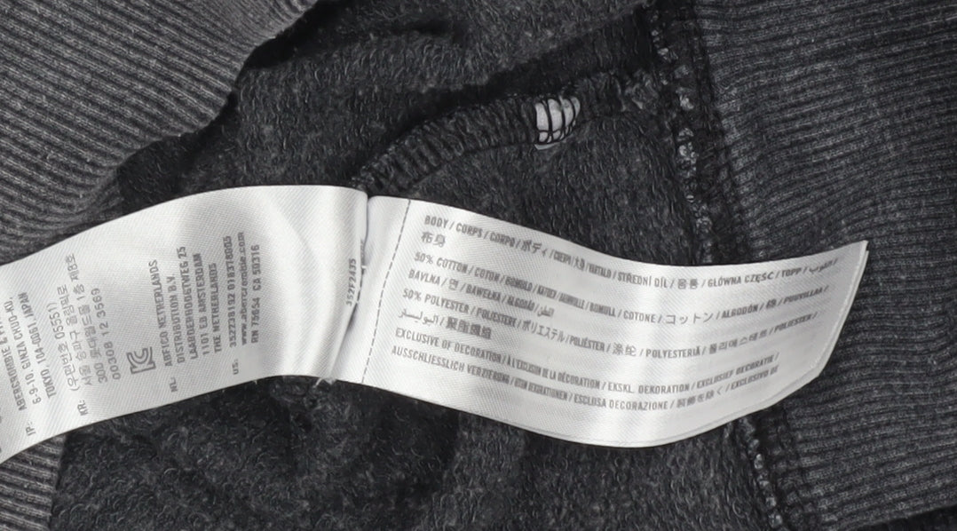 Hollister Women’s Dark Grey Small Pullover Hoodie with Logo Print