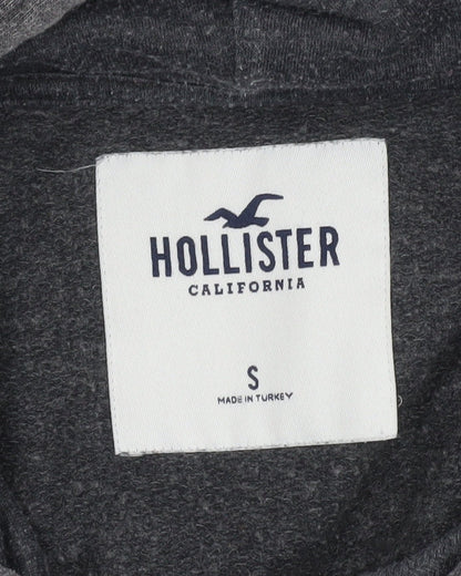 Hollister Women’s Dark Grey Small Pullover Hoodie with Logo Print