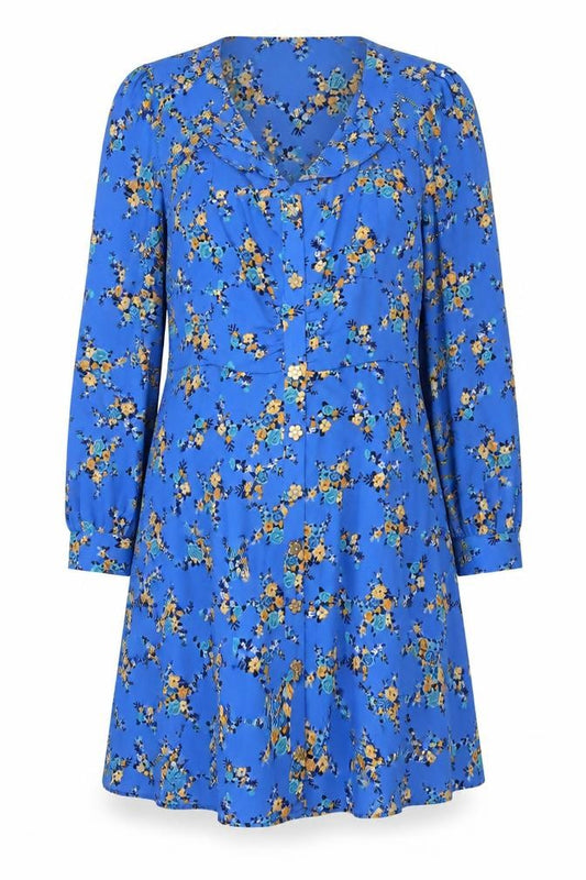 Savida Women's Blue Floral A-Line Knee Length Dress Size 18