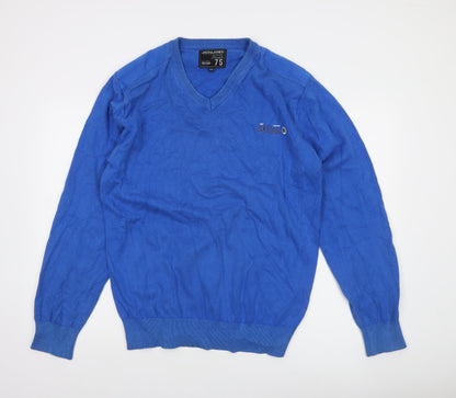 Jack & Jones Men's Blue 2XL V-Neck Cotton Pullover Jumper