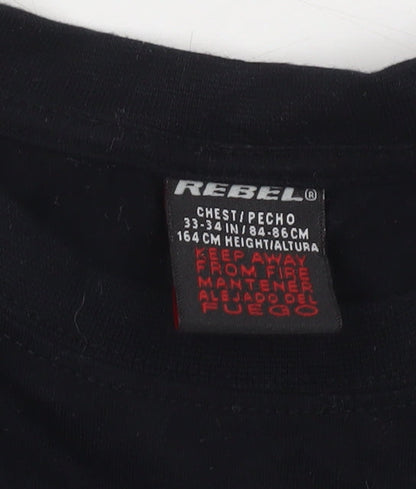 Rebel Men's Black XS Graphic Funny Quote Crew Neck Cotton T-Shirt