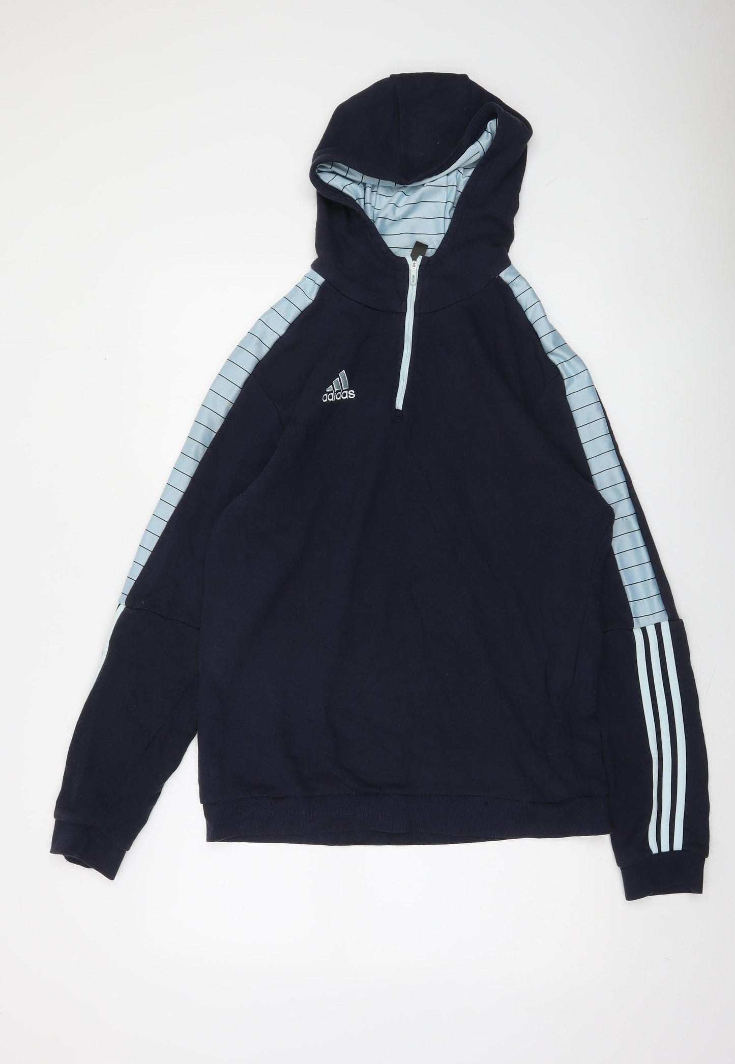 Adidas Men's Blue 1/2 Zip Hoodie L Sports Logo Sweatshirt