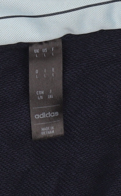 Adidas Men's Blue 1/2 Zip Hoodie L Sports Logo Sweatshirt