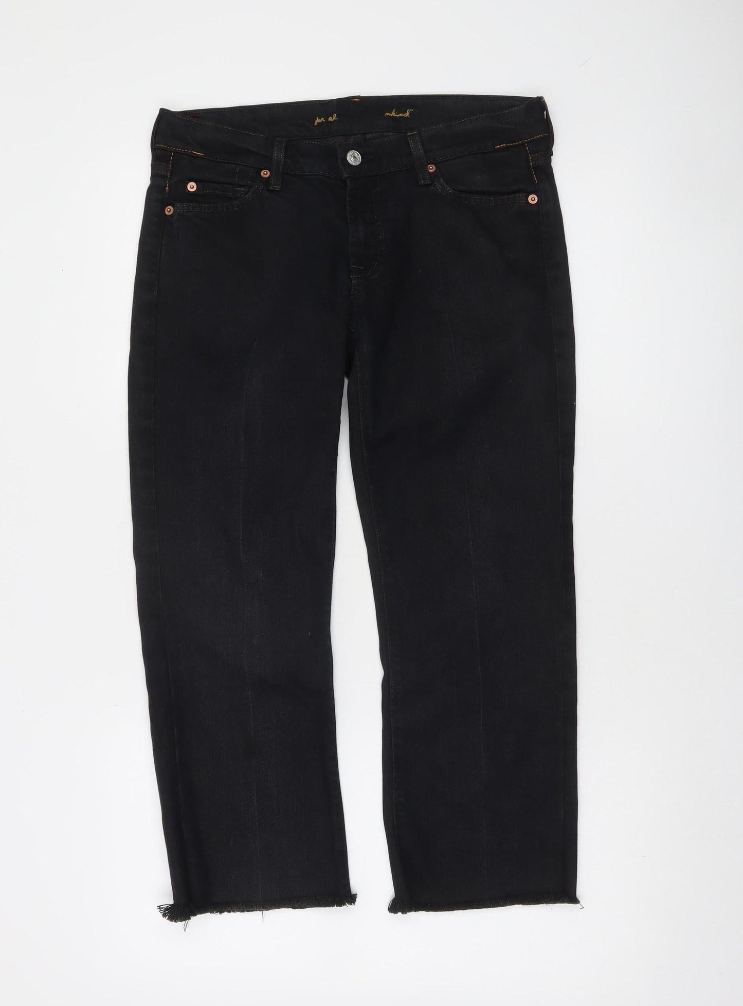 7 For All Mankind Women’s Black Straight Leg Jeans Size 28 Stretch Denim