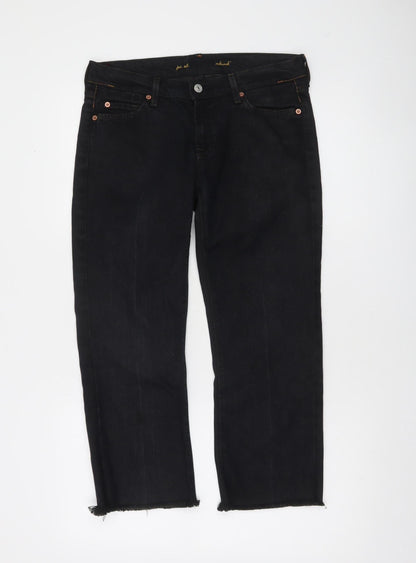 7 For All Mankind Women’s Black Straight Leg Jeans Size 28 Stretch Denim