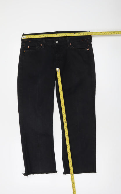 7 For All Mankind Women’s Black Straight Leg Jeans Size 28 Stretch Denim