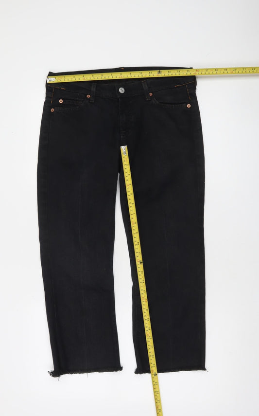 7 For All Mankind Women’s Black Straight Leg Jeans Size 28 Stretch Denim