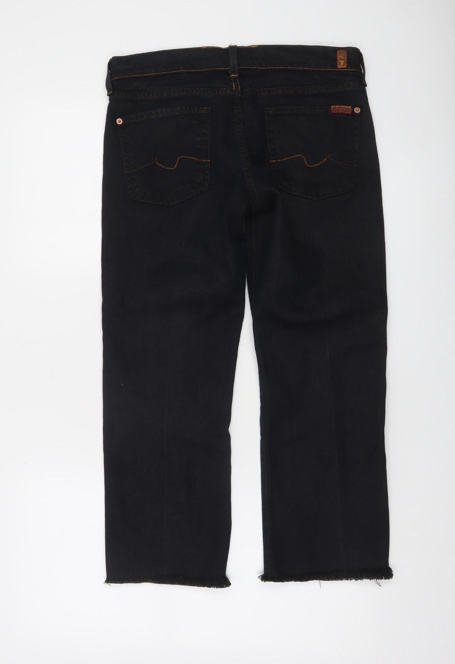 7 For All Mankind Women’s Black Straight Leg Jeans Size 28 Stretch Denim
