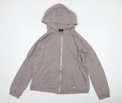 Volcom Women Grey XL Full Zip Hooded Jumper Cotton Blend