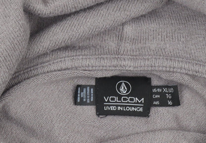 Volcom Women Grey XL Full Zip Hooded Jumper Cotton Blend