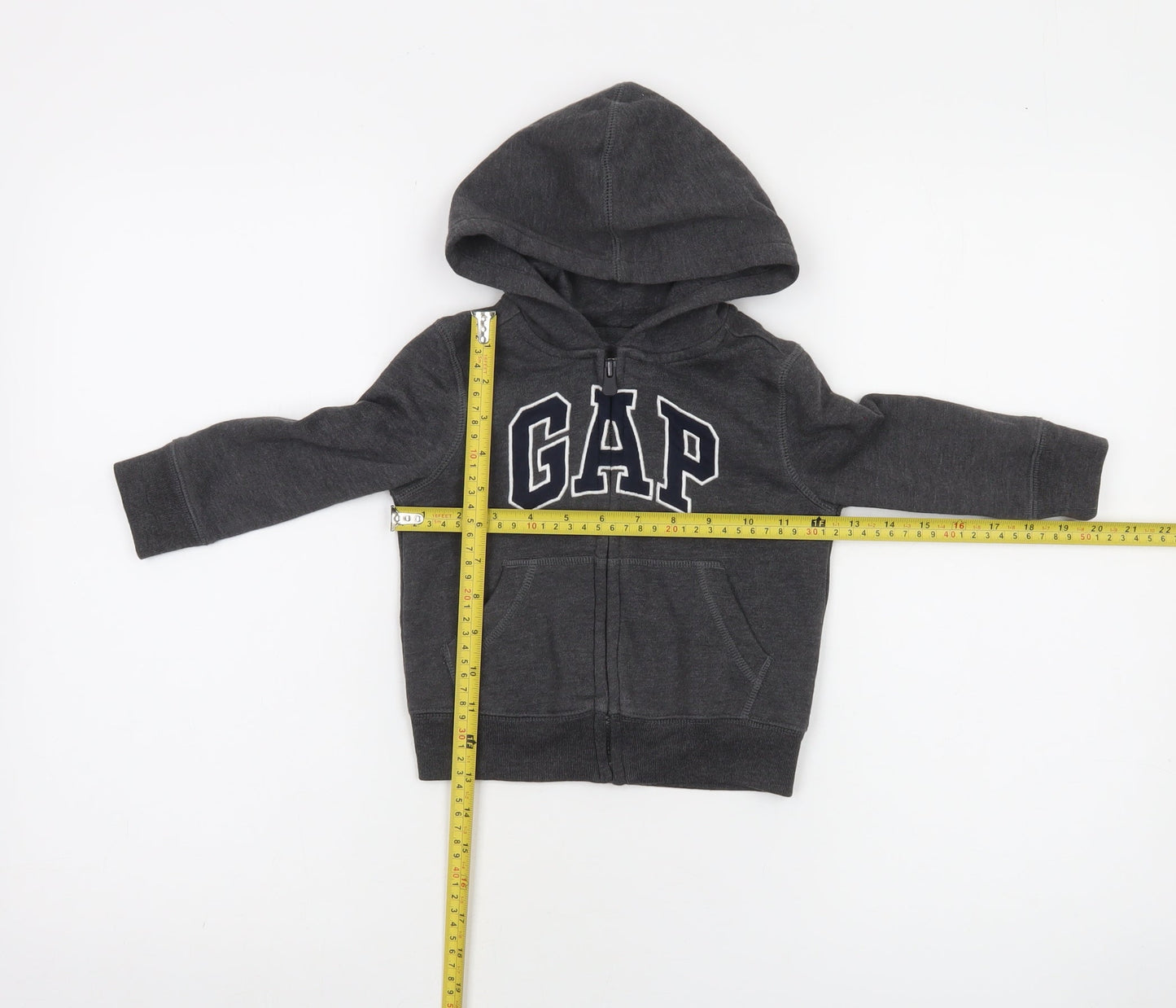 GAP Boys Grey Full Zip Hoodie 2 Years Cotton Blend Lined Casual