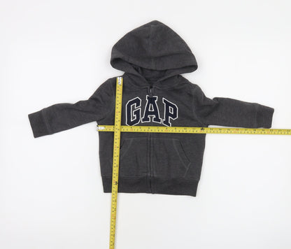 GAP Boys Grey Full Zip Hoodie 2 Years Cotton Blend Lined Casual