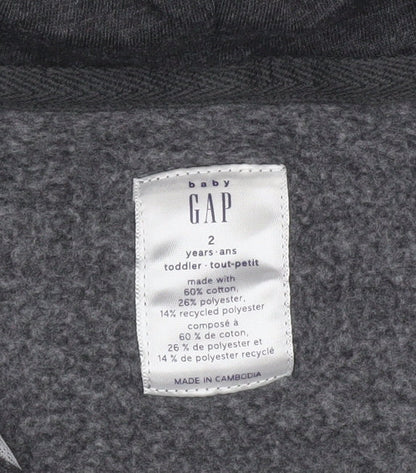 GAP Boys Grey Full Zip Hoodie 2 Years Cotton Blend Lined Casual