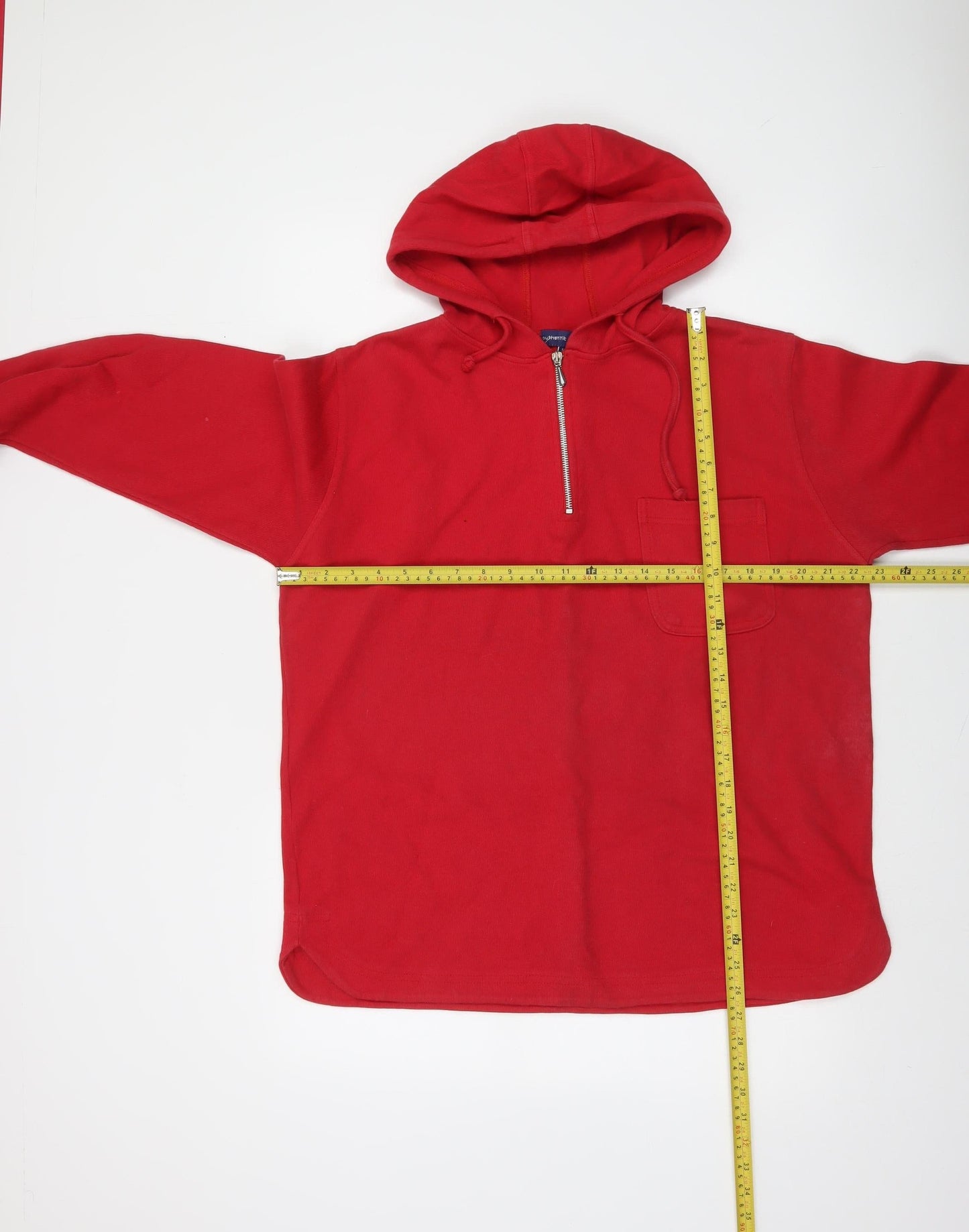 Authentic Sport Men's Red Fleece 1/2 Zip Hoodie Size M