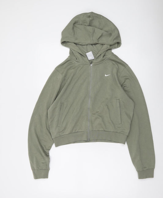Nike Women's Green Full Zip Hoodie XS Cotton Blend