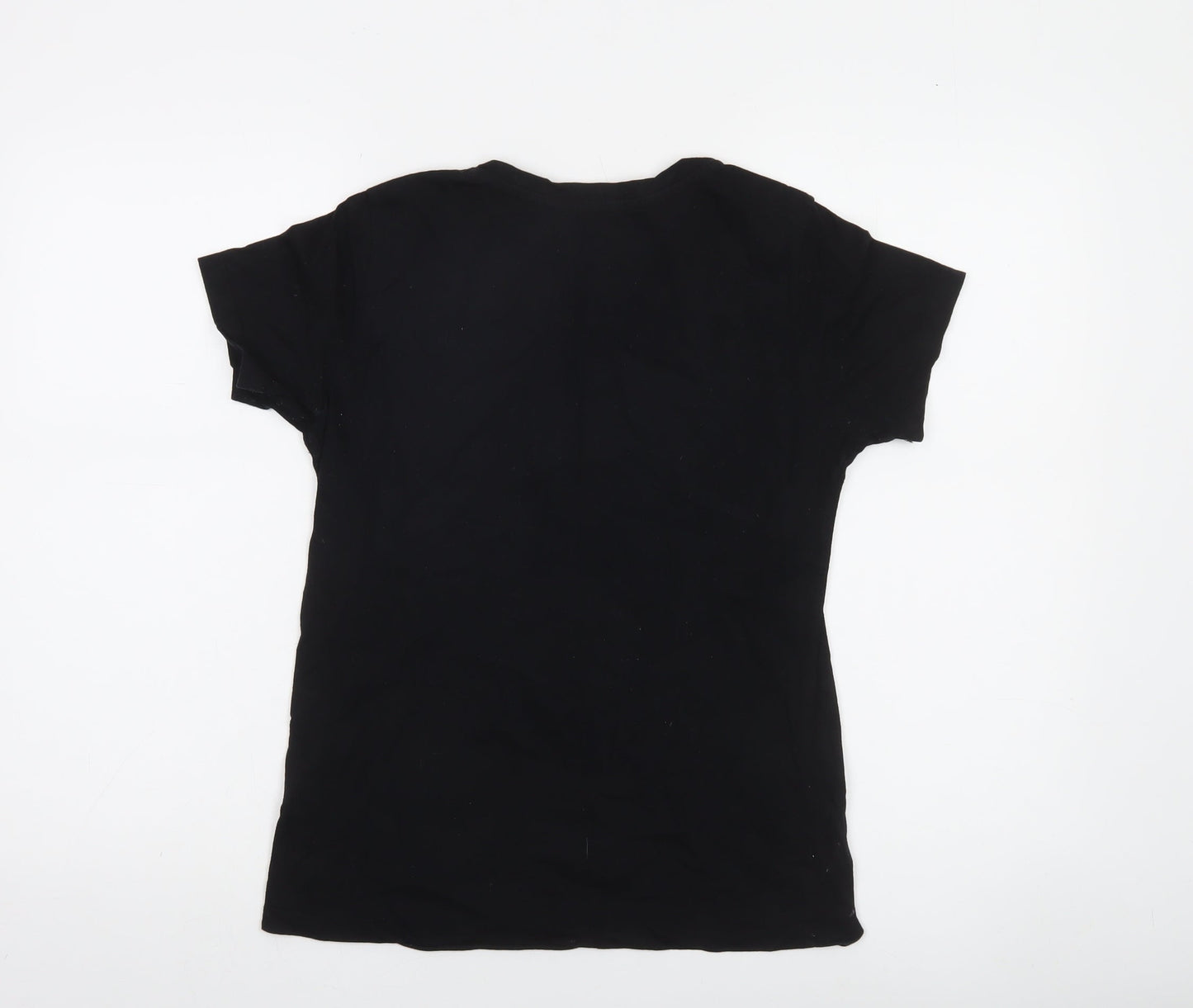 Stradivarius Women’s Black Floral Fearless Cotton T-Shirt Size 8