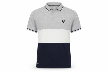 Threadbare Men's Grey Colourblock Polo Shirt Size L Cotton Blend