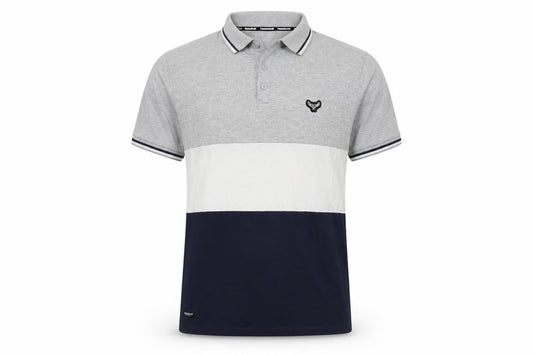 Threadbare Men's Grey Colourblock Polo Shirt Size L Cotton Blend