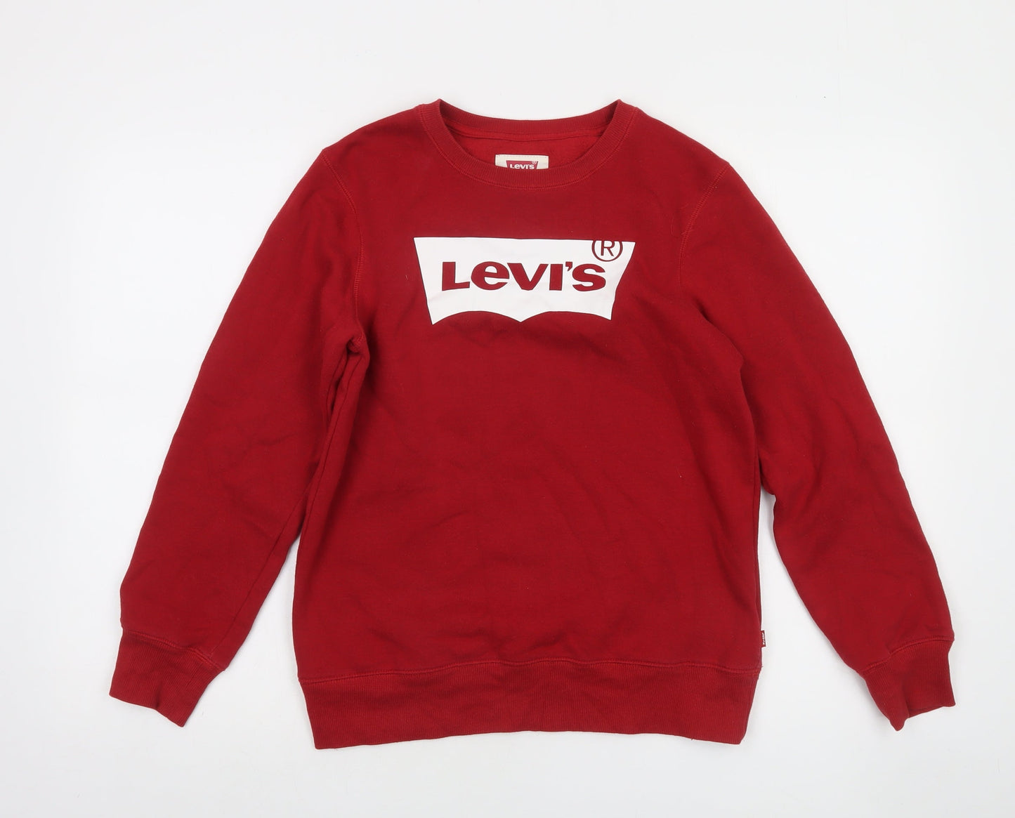 Levi's Boys Red Graphic Logo Pullover Sweatshirt 16 Years Fleece Crew Neck