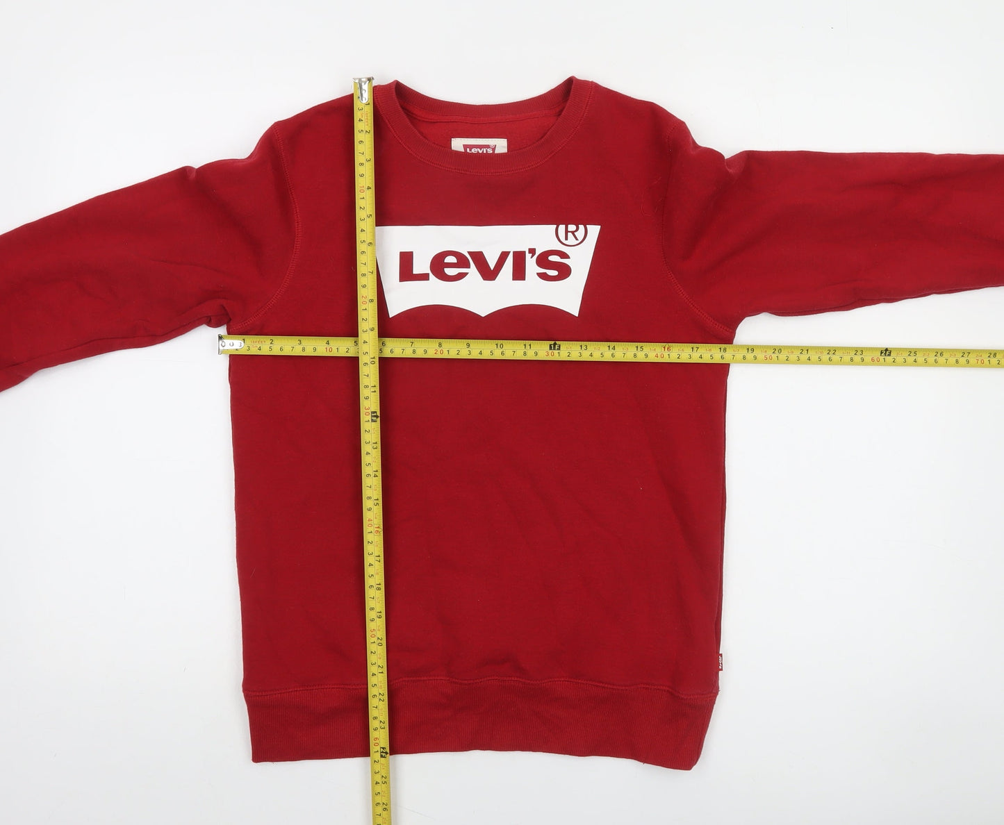 Levi's Boys Red Graphic Logo Pullover Sweatshirt 16 Years Fleece Crew Neck