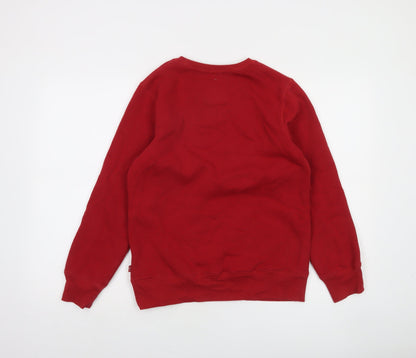 Levi's Boys Red Graphic Logo Pullover Sweatshirt 16 Years Fleece Crew Neck