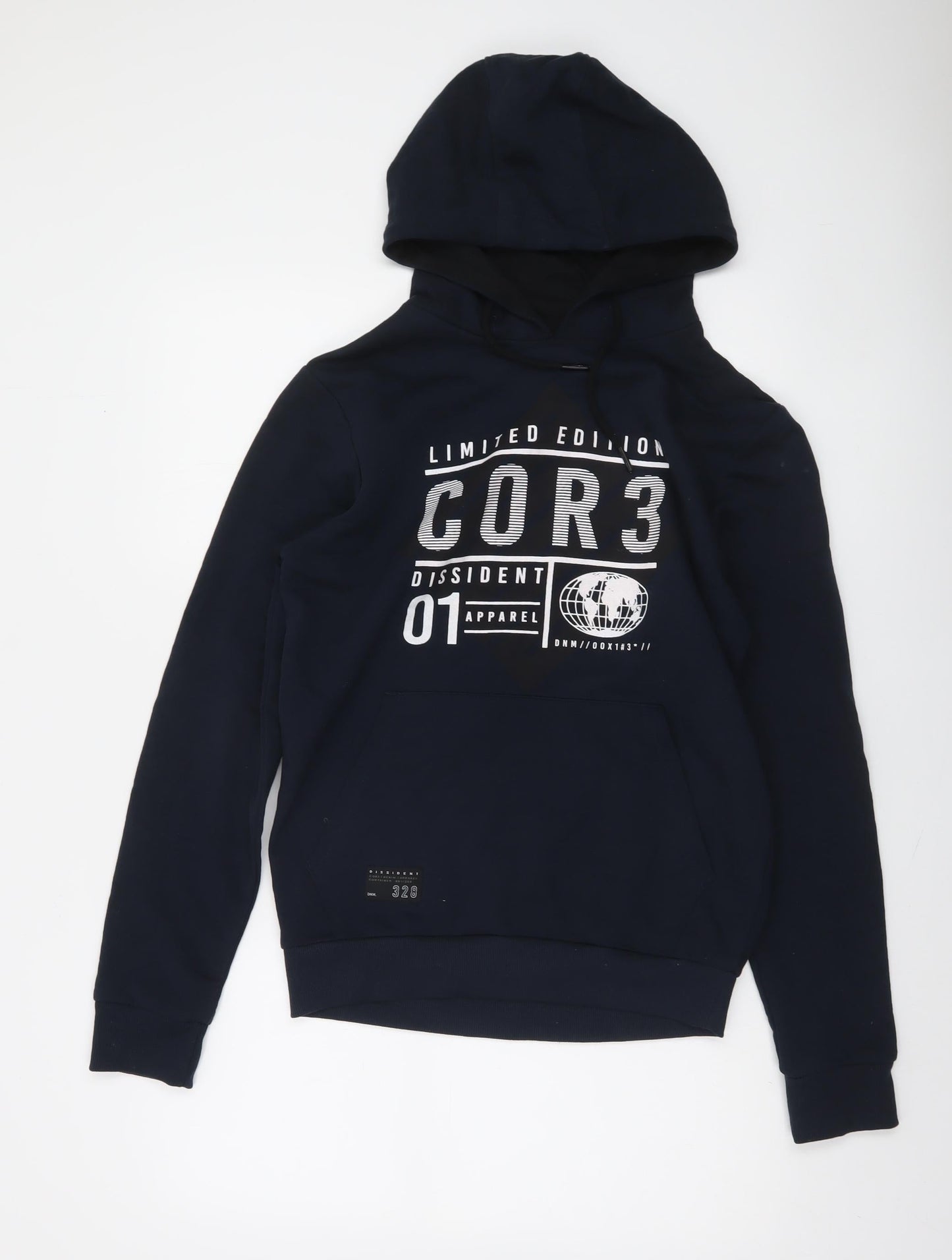 Dissident Men’s Blue Pullover Hoodie S Graphic Print Fleece