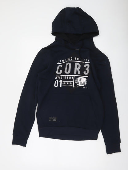 Dissident Men’s Blue Pullover Hoodie S Graphic Print Fleece