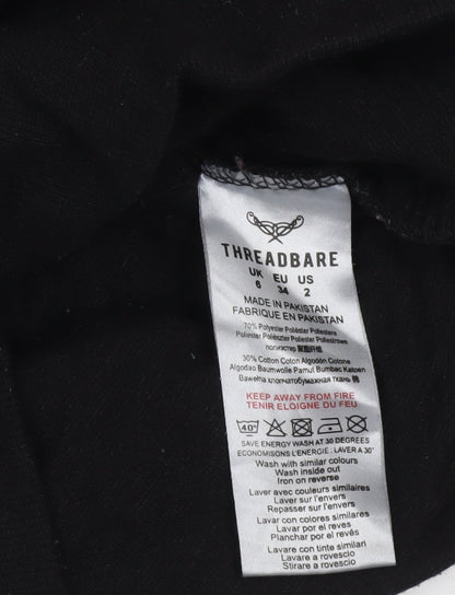 Threadbare Womens Black Quilted Pullover Hoodie Size 6