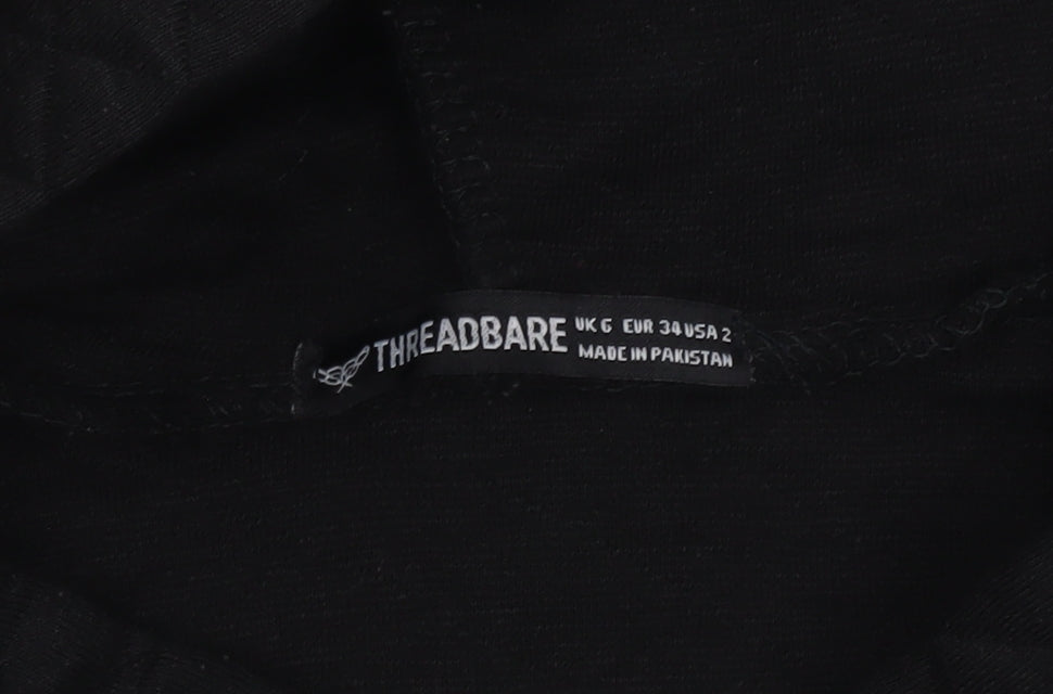 Threadbare Womens Black Quilted Pullover Hoodie Size 6