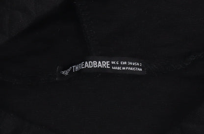 Threadbare Womens Black Quilted Pullover Hoodie Size 6