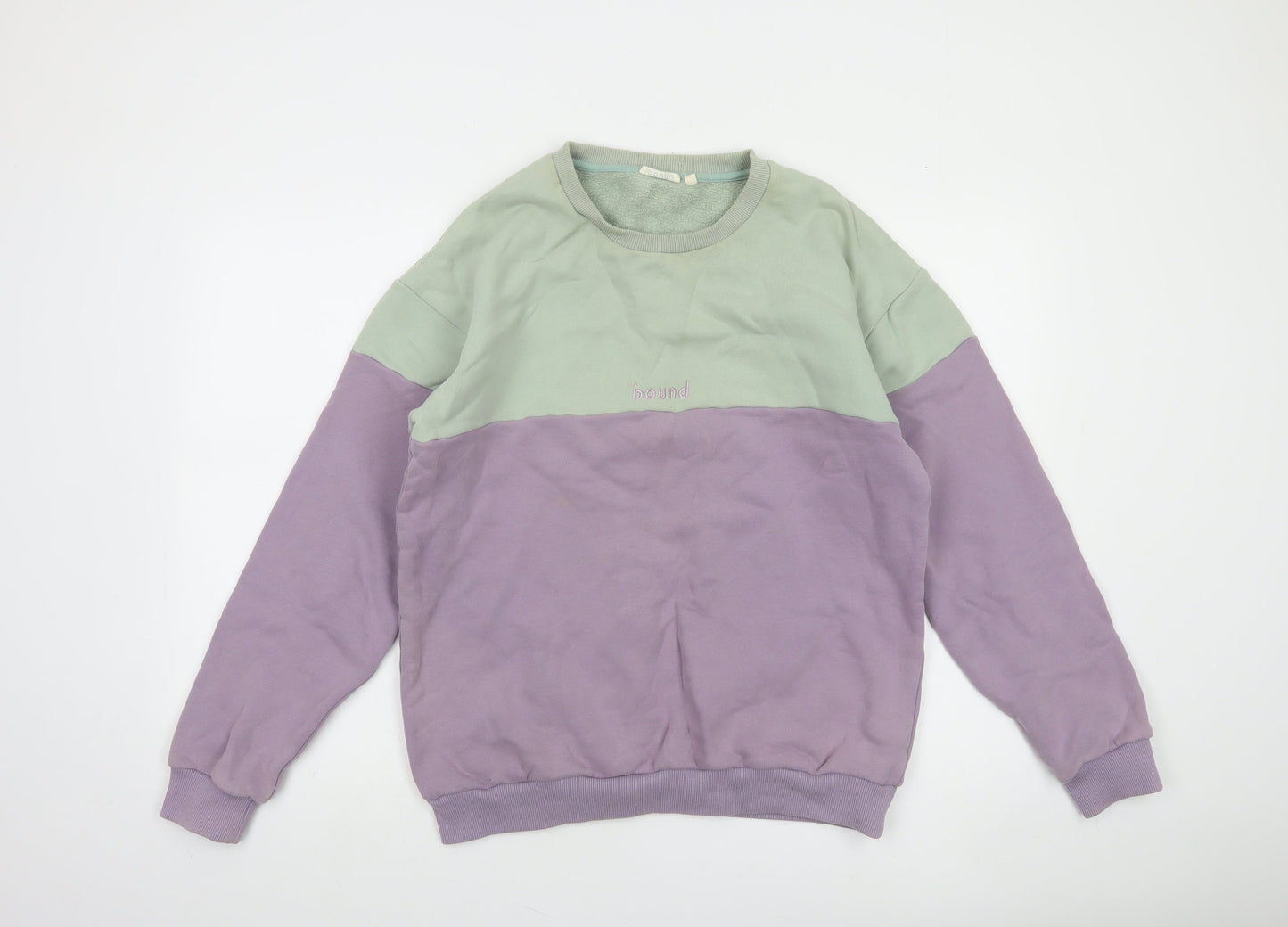 Bound Womens Lilac & Mint Colourblock Crew Neck Cotton Sweatshirt M