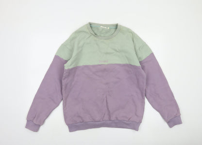 Bound Womens Lilac & Mint Colourblock Crew Neck Cotton Sweatshirt M