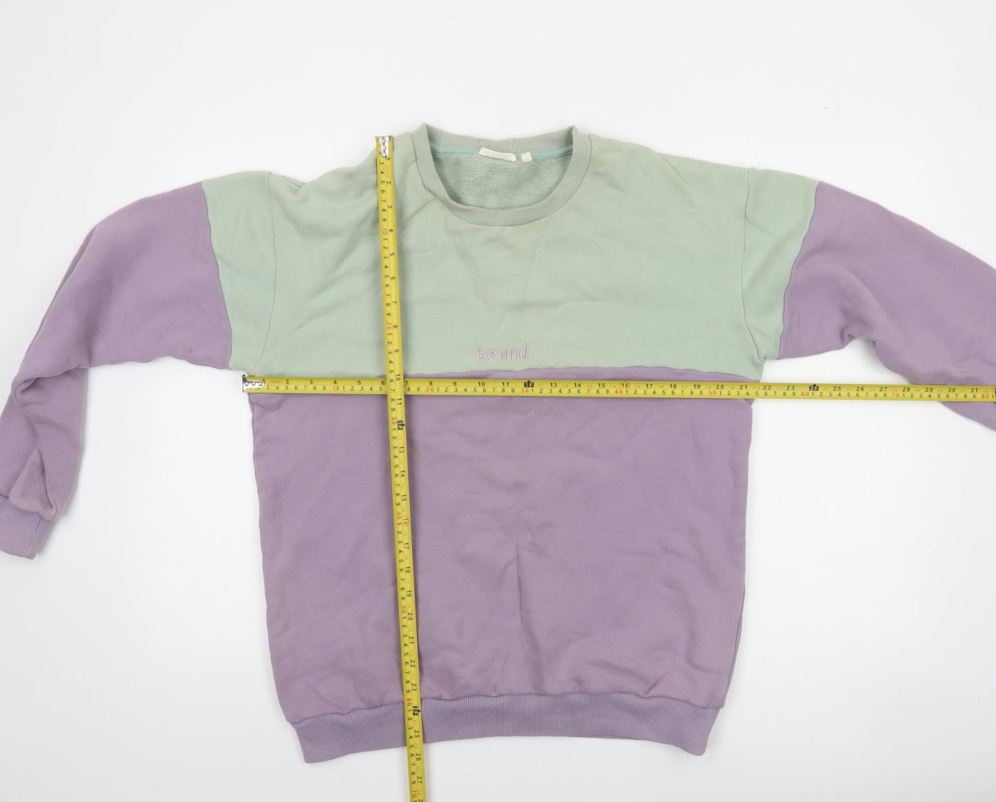 Bound Womens Lilac & Mint Colourblock Crew Neck Cotton Sweatshirt M