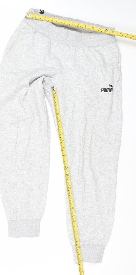 Puma Women Grey Small Jogger Sweatpants - Cotton Blend Lined Comfort