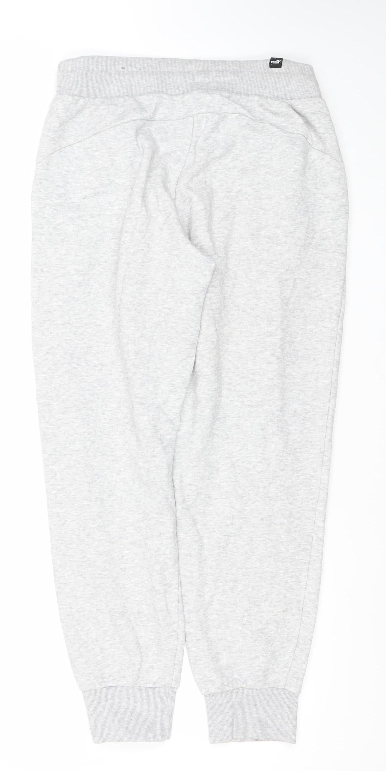 Puma Women Grey Small Jogger Sweatpants - Cotton Blend Lined Comfort
