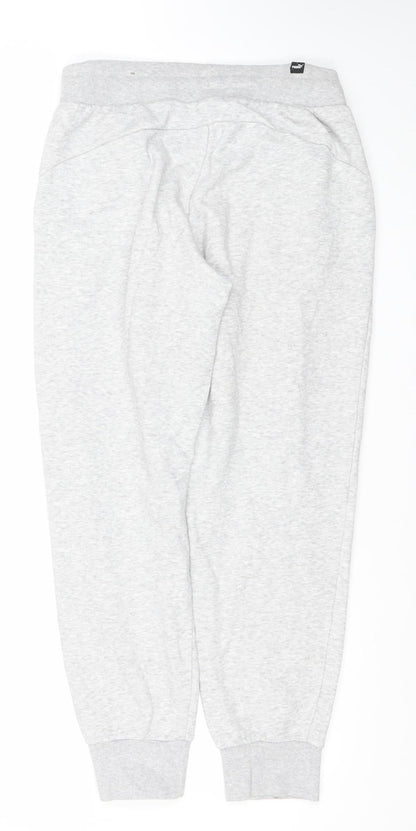 Puma Women Grey Small Jogger Sweatpants - Cotton Blend Lined Comfort