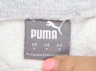 Puma Women Grey Small Jogger Sweatpants - Cotton Blend Lined Comfort