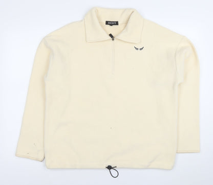 Exerify Women Beige Fleece 1/4 Zip Pullover Sweatshirt Size S