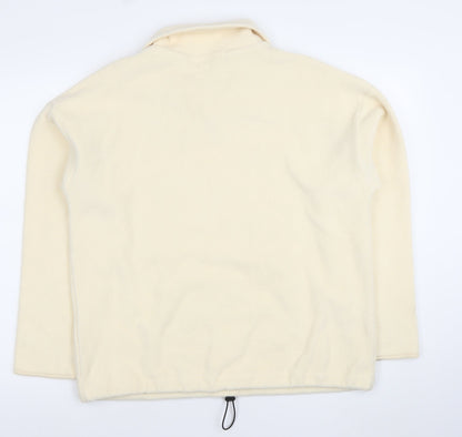 Exerify Women Beige Fleece 1/4 Zip Pullover Sweatshirt Size S
