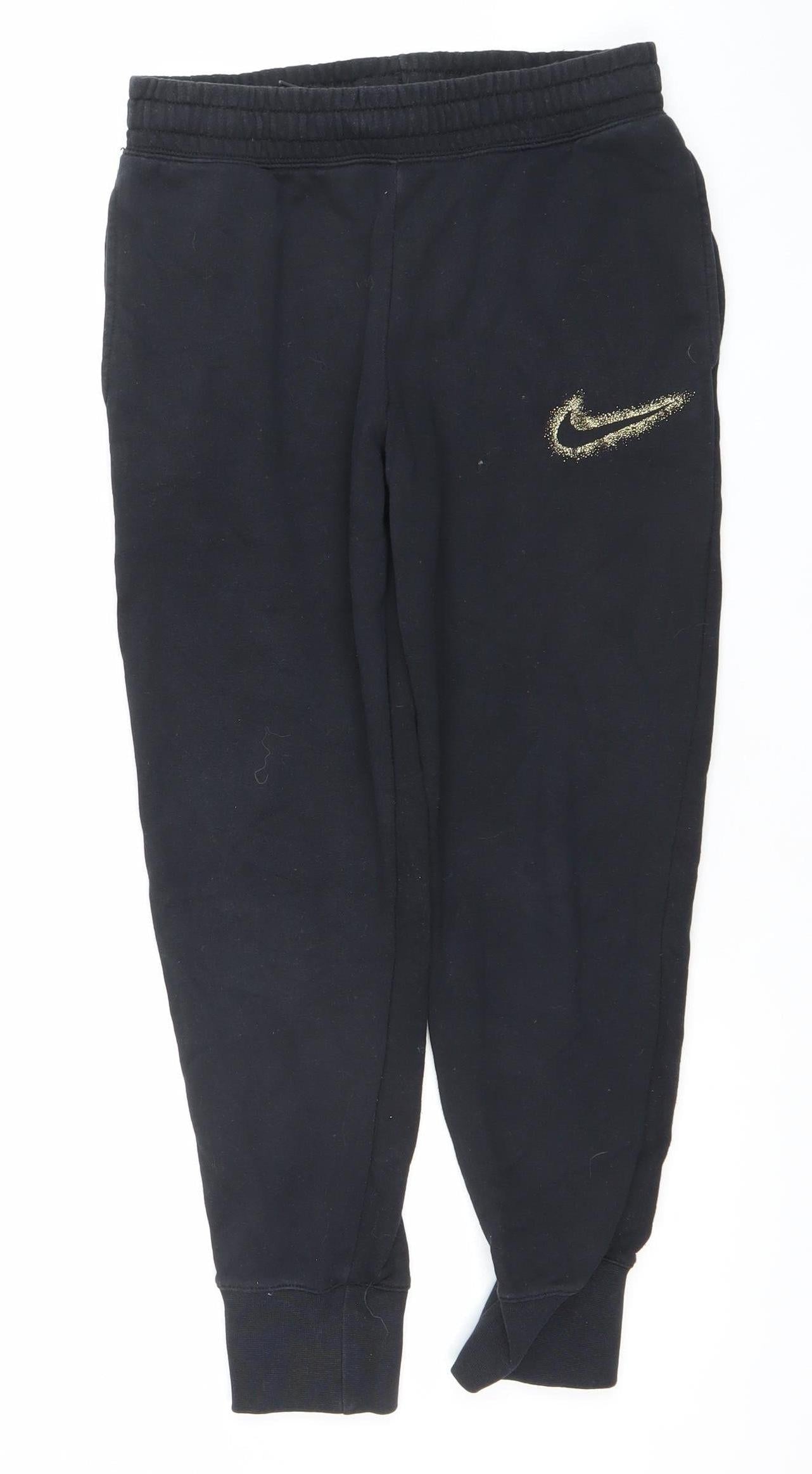 Nike Girls Black Jogger Trousers Size 146cm Fleece Sports Sweatpants