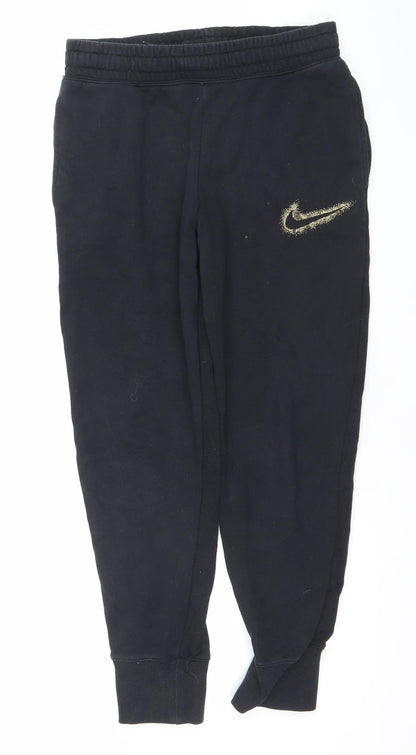 Nike Girls Black Jogger Trousers Size 146cm Fleece Sports Sweatpants