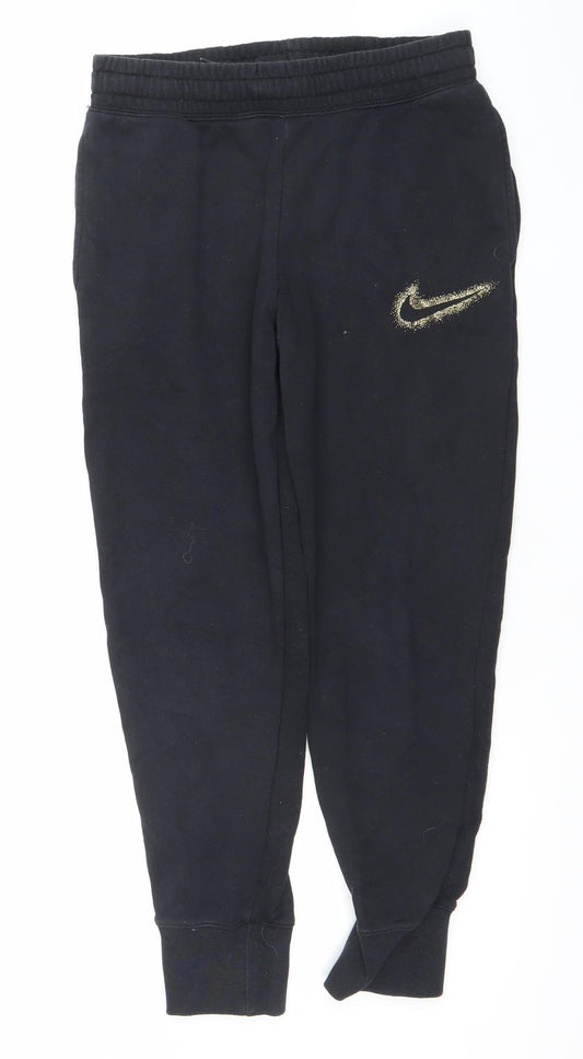Nike Girls Black Jogger Trousers Size 146cm Fleece Sports Sweatpants