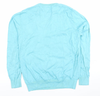 Mineral Clothing Co. Women's Blue Cotton Crew Neck Jumper Size L