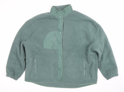 Dames Stores Womens Green Fleece Jacket Size 14 Relaxed Fit Warm Zip Pockets