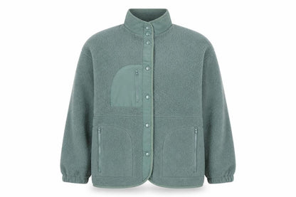 Dames Stores Womens Green Fleece Jacket Size 14 Relaxed Fit Warm Zip Pockets