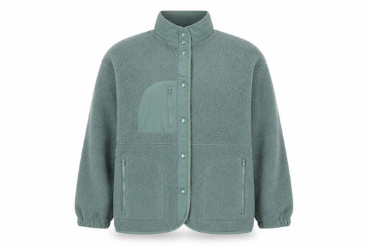 Dames Stores Womens Green Fleece Jacket Size 14 Relaxed Fit Warm Zip Pockets