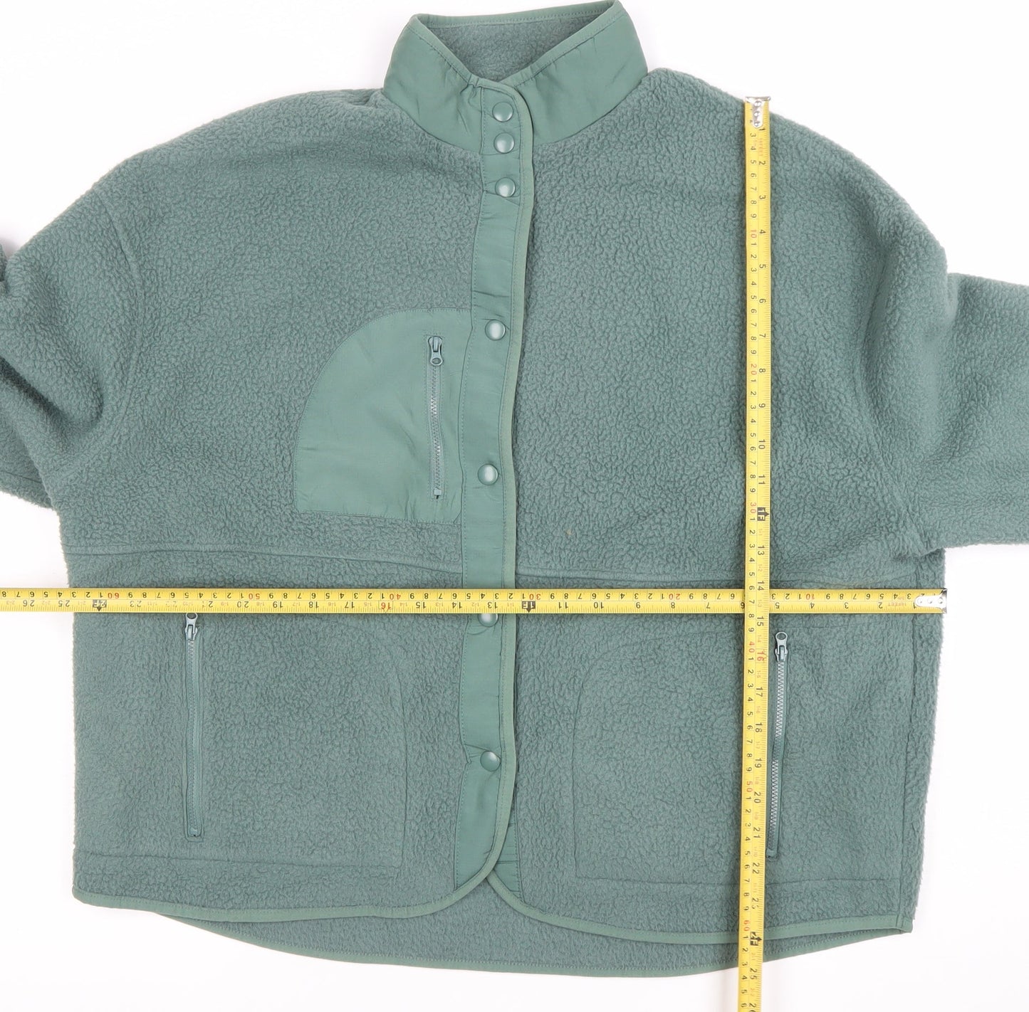 Dames Stores Womens Green Fleece Jacket Size 14 Relaxed Fit Warm Zip Pockets