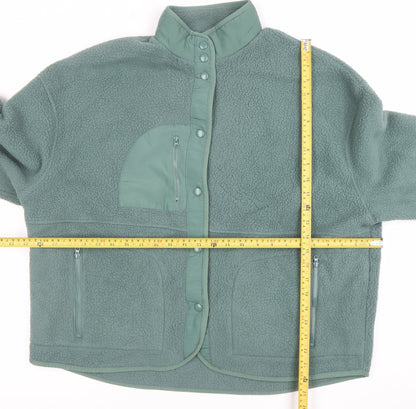 Dames Stores Womens Green Fleece Jacket Size 14 Relaxed Fit Warm Zip Pockets
