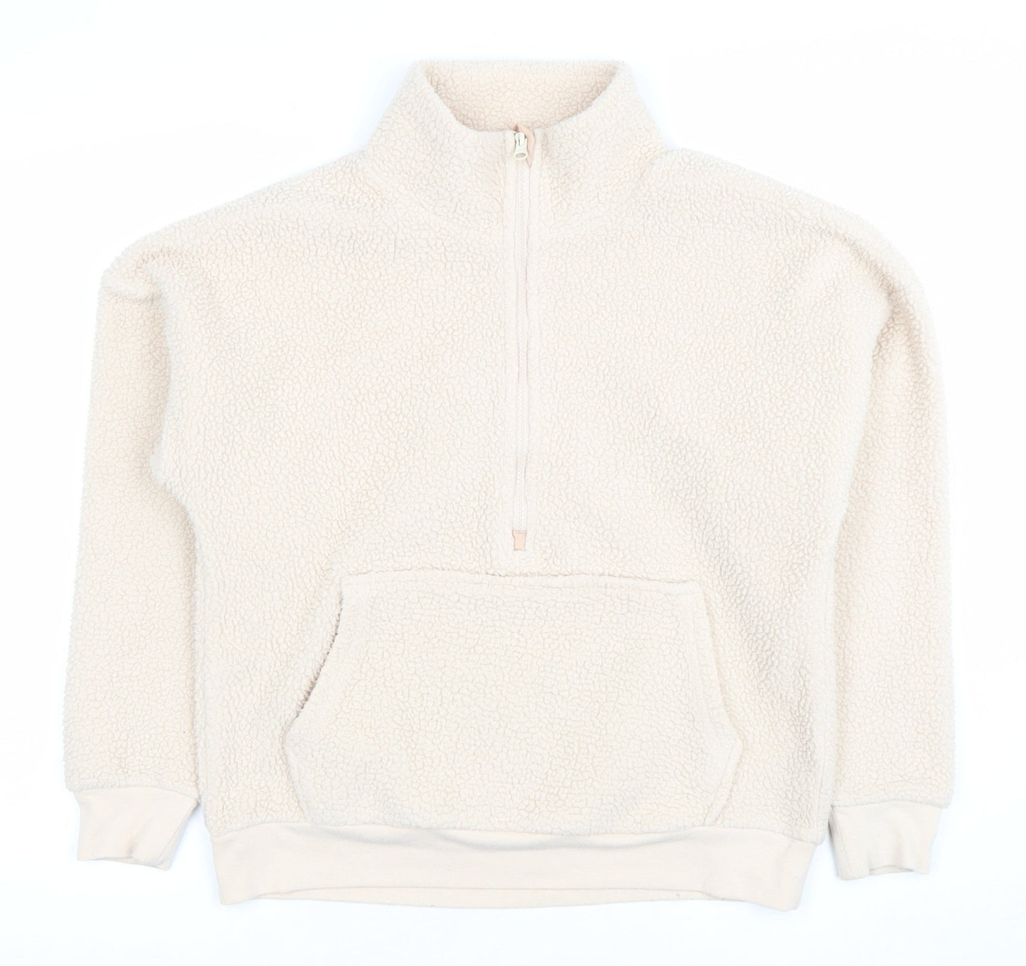 Dunnes Women Beige 1/2 Zip Fleece Pullover Sweatshirt XS