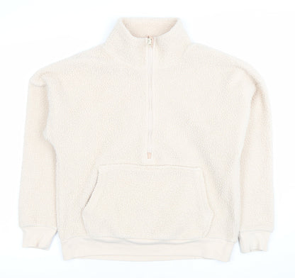 Dunnes Women Beige 1/2 Zip Fleece Pullover Sweatshirt XS